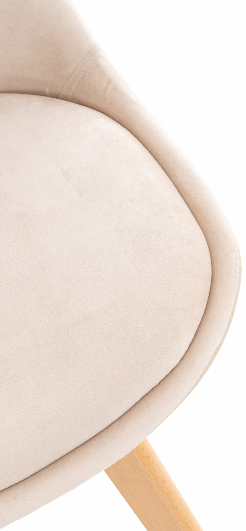 Chaise de salle à manger x1 design scandinave en velours beige et pieds en bois clair 10_0002280