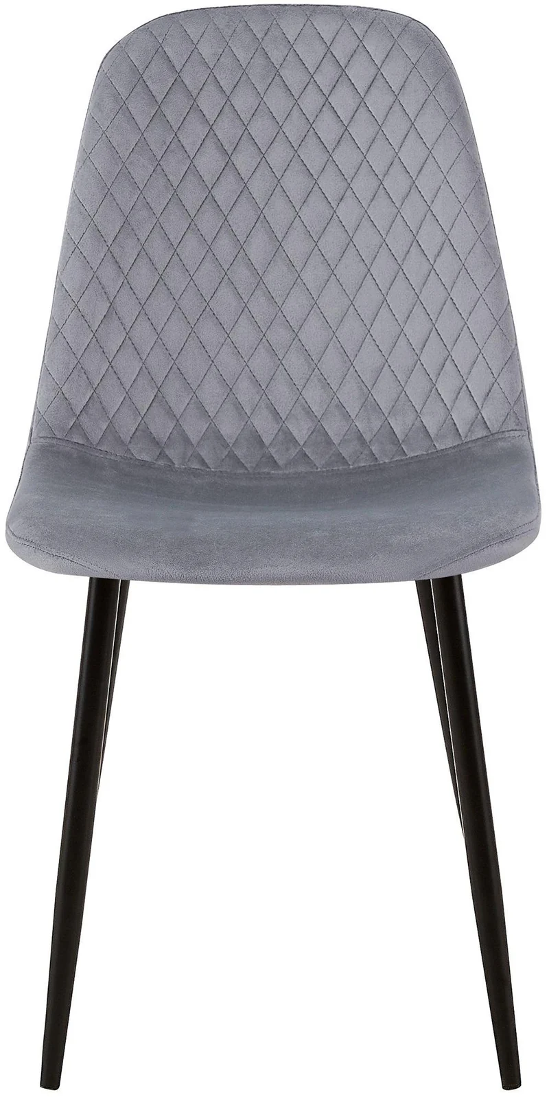 Chaise de salle à manger x1 coutures décoratives losanges assise en velours gris pieds métal noir mat 10_0002248