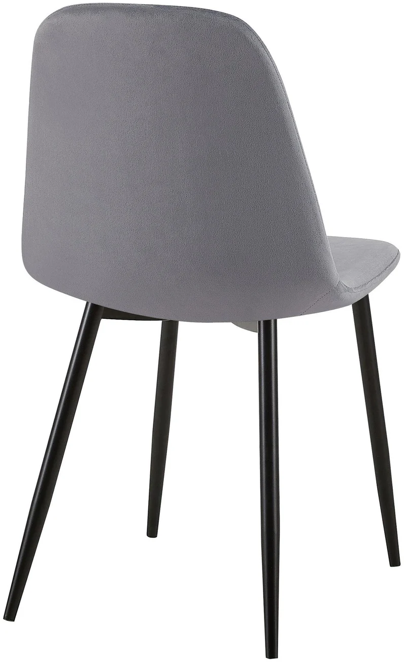 Chaise de salle à manger x1 coutures décoratives losanges assise en velours gris pieds métal noir mat 10_0002248