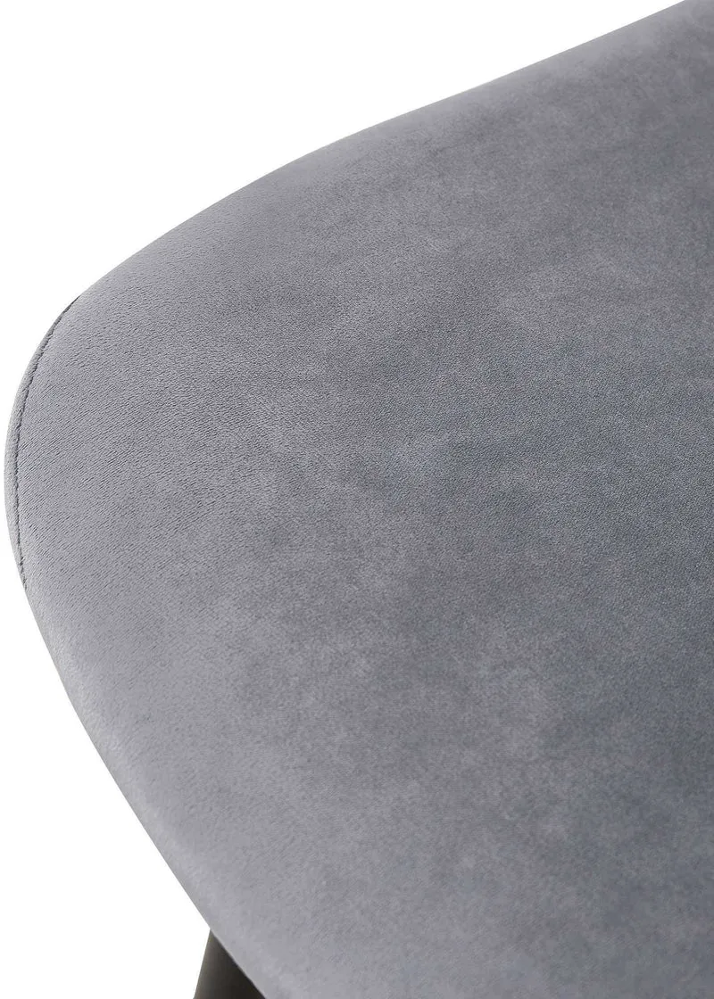 Chaise de salle à manger x1 coutures décoratives losanges assise en velours gris pieds métal noir mat 10_0002248
