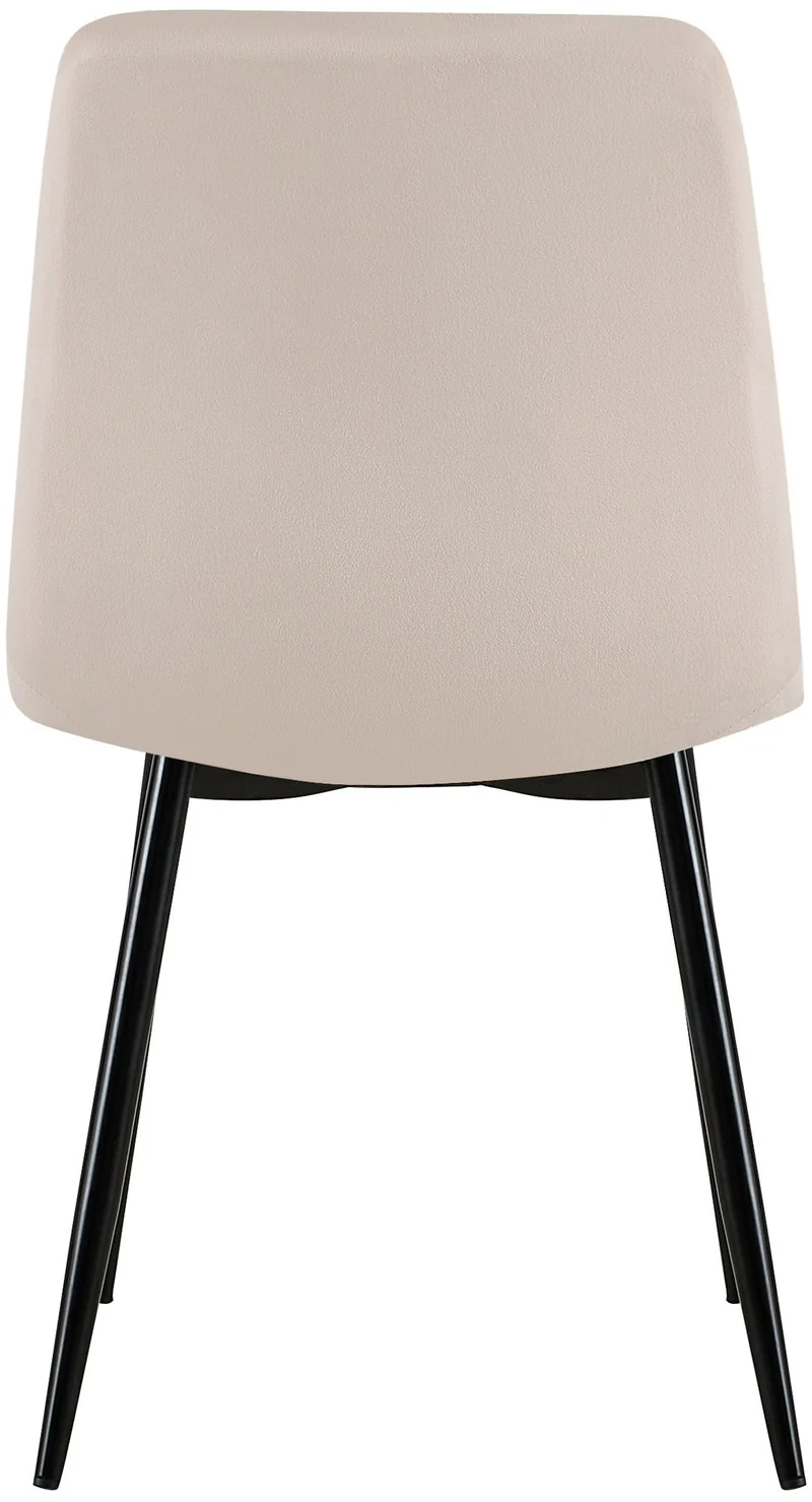 Chaise de salle à manger x1 coutures décoratives verticales assise en tissu velours crème pieds en métal noir 10_0002204