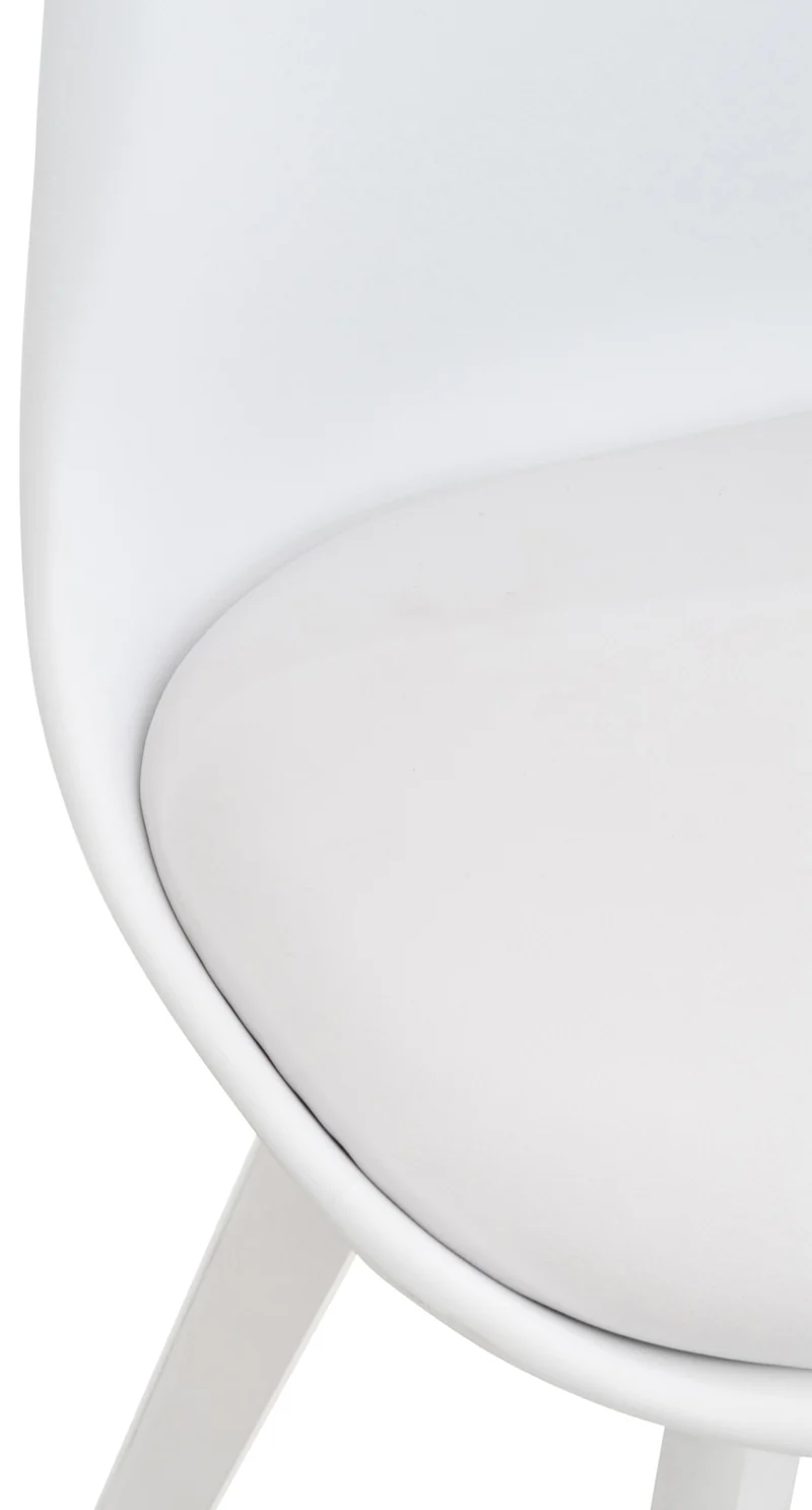 Chaise de salle à manger x1 design scandinave en plastique et PVC blanc et pieds en bois blanc 10_0002274