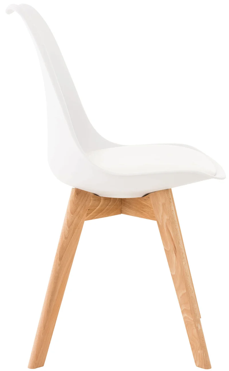 Chaise de salle à manger x1 design scandinave en plastique et PVC blanc et pieds en bois clair 10_0002270