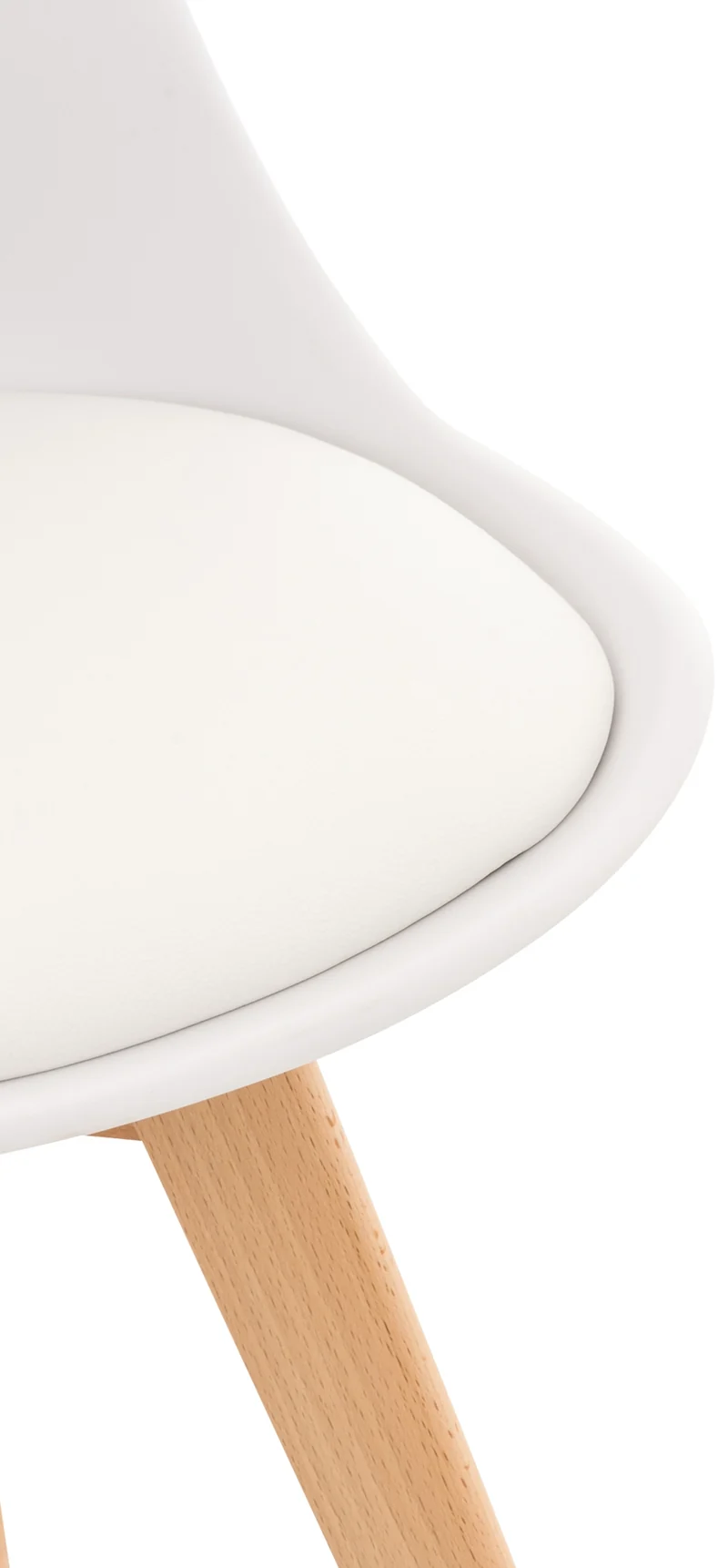Chaise de salle à manger x1 design scandinave en plastique et PVC blanc et pieds en bois clair 10_0002270