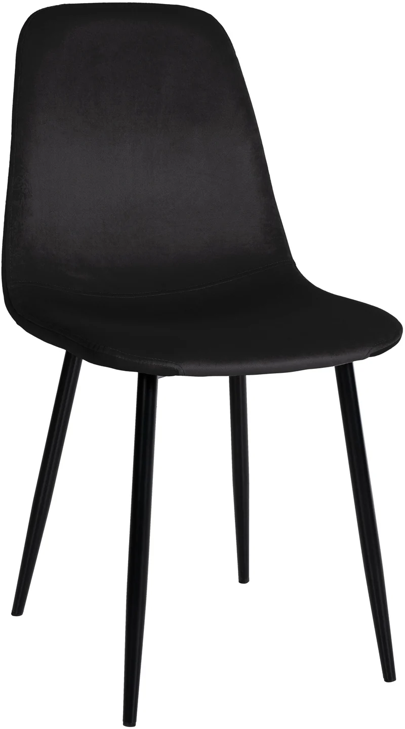 Chaise de salle à manger x1 design simple avec pieds en métal noir assise en velours noir 10_0002063