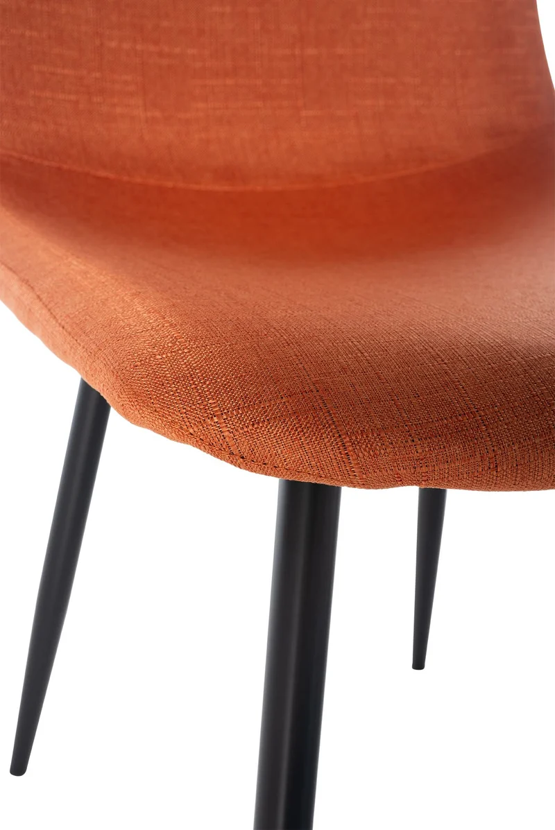 Chaise de salle à manger x1 design simple avec pieds en métal noir assise en tissu orange 10_0002072