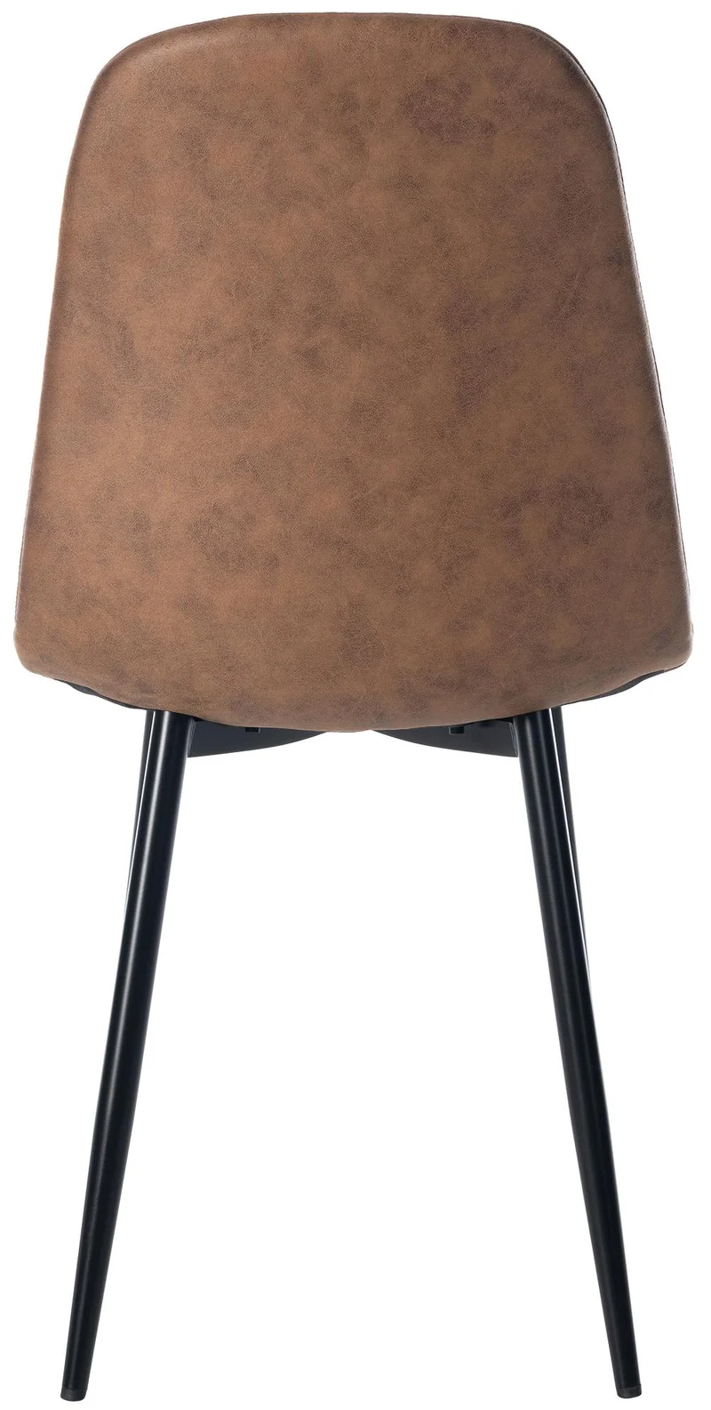 Chaise de salle à manger x1 design simple avec pieds en métal noir assise en PVC marron 10_0002076