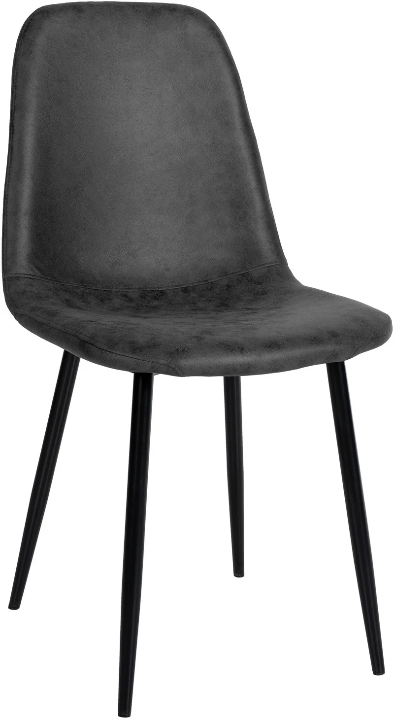 Chaise de salle à manger x1 design simple avec pieds en métal noir assise en PVC noir 10_0002078