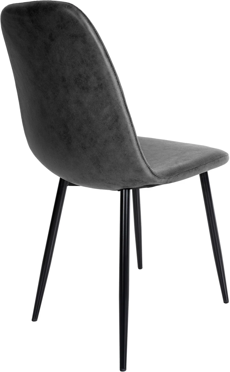Chaise de salle à manger x1 design simple avec pieds en métal noir assise en PVC noir 10_0002078