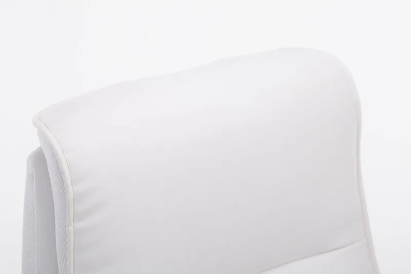 Fauteuil de bureau sur roulettes confortable hauteur réglable en PVC blanc et plastique 10_0002407