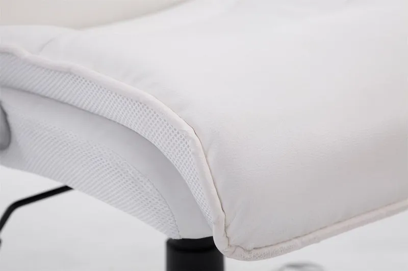 Fauteuil de bureau sur roulettes confortable hauteur réglable en PVC blanc et plastique 10_0002407