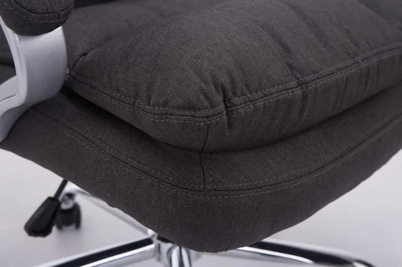 Fauteuil de bureau ergonomique et confortable jusqu'à 235 kg en tissu gris foncé et métal chromé 10_0002403