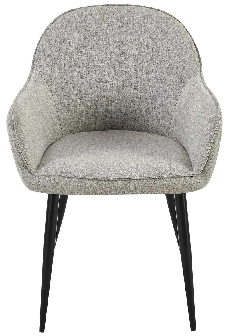 Chaise de salle à manger moderne et confortable en tissu gris et pieds en métal noir 10_0001999
