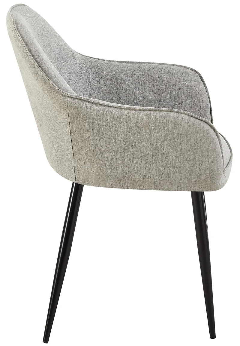 Chaise de salle à manger moderne et confortable en tissu gris et pieds en métal noir 10_0001999