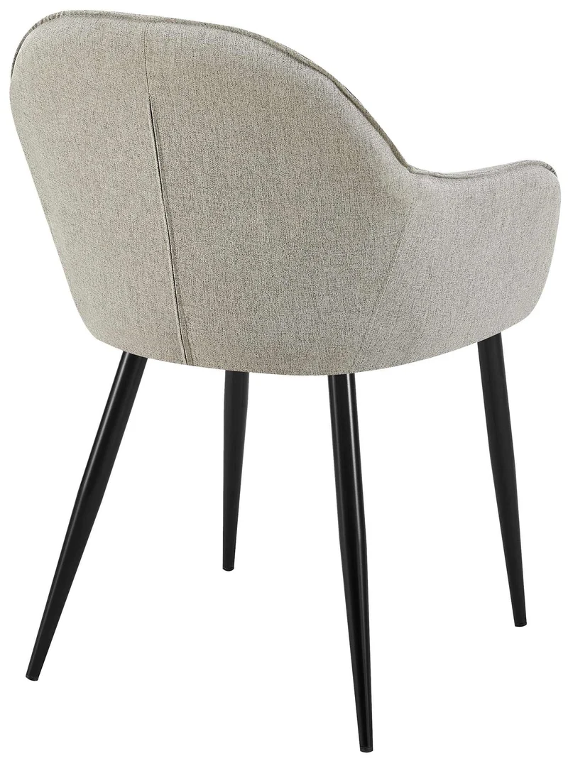 Chaise de salle à manger moderne et confortable en tissu gris et pieds en métal noir 10_0001999