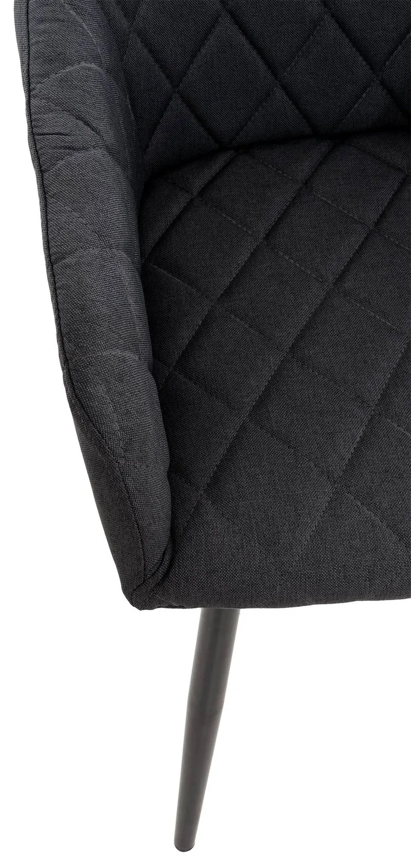 Chaise de salle à manger design retro coutures décoratives en losanges assise en tissu noir 10_0002112