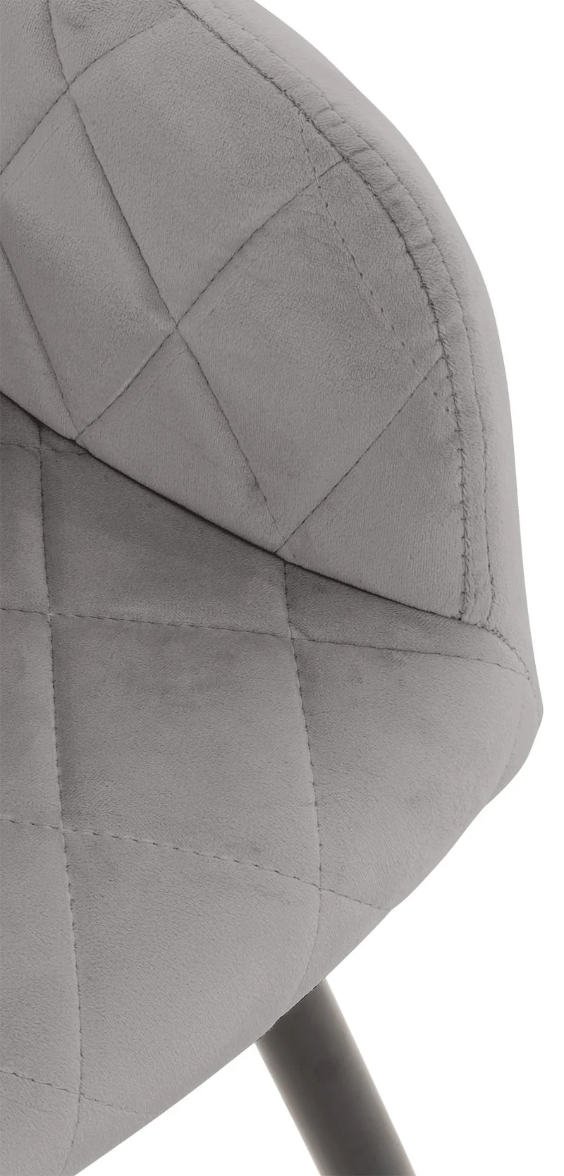 Chaise de salle à manger design retro coutures décoratives en losanges assise en tissu gris 10_0002108