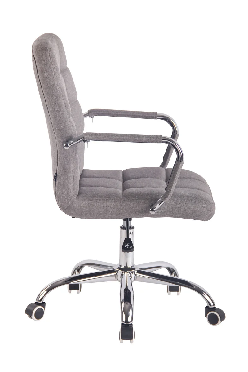 Fauteuil de bureau sur roulettes hauteur réglable pivotant accoudoirs en tissu gris 10_0002471