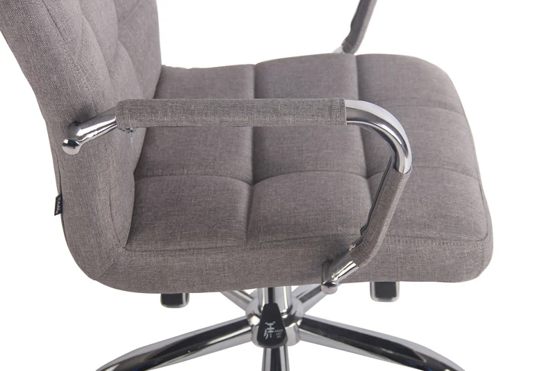 Fauteuil de bureau sur roulettes hauteur réglable pivotant accoudoirs en tissu gris 10_0002471