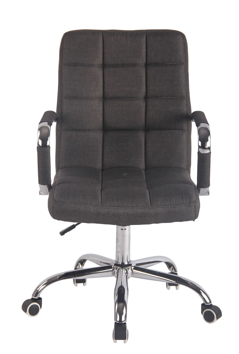 Fauteuil de bureau sur roulettes hauteur réglable pivotant accoudoirs en tissu gris foncé 10_0002470
