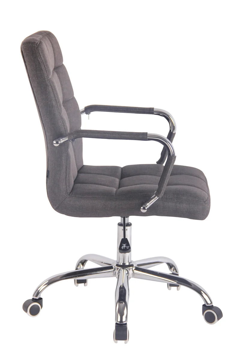Fauteuil de bureau sur roulettes hauteur réglable pivotant accoudoirs en tissu gris foncé 10_0002470