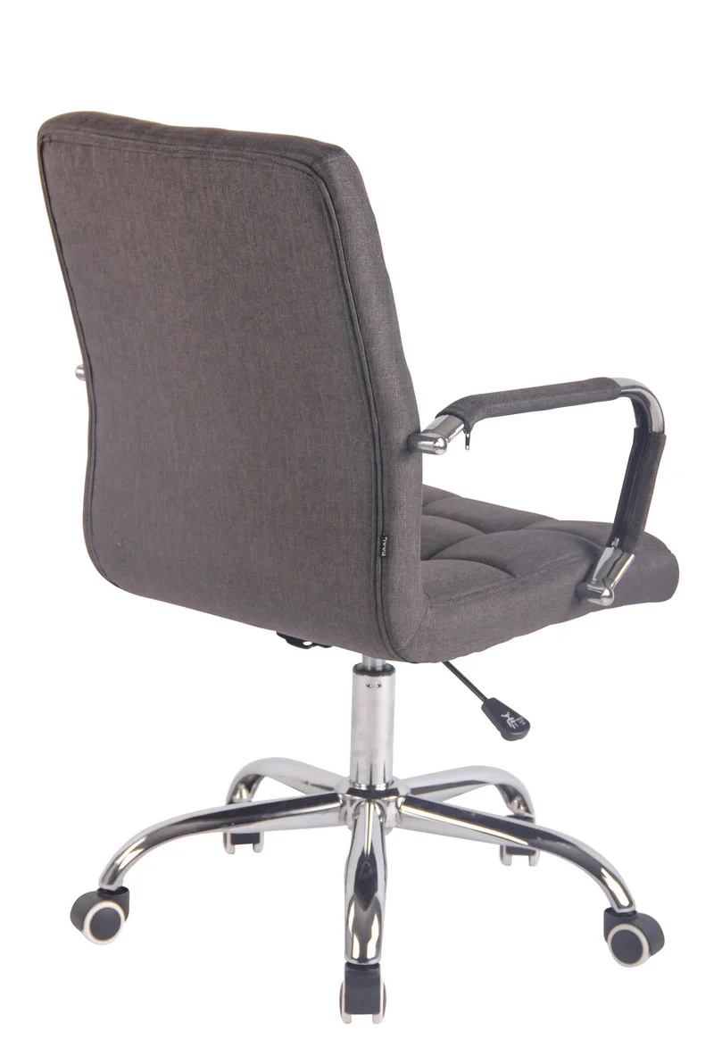 Fauteuil de bureau sur roulettes hauteur réglable pivotant accoudoirs en tissu gris foncé 10_0002470
