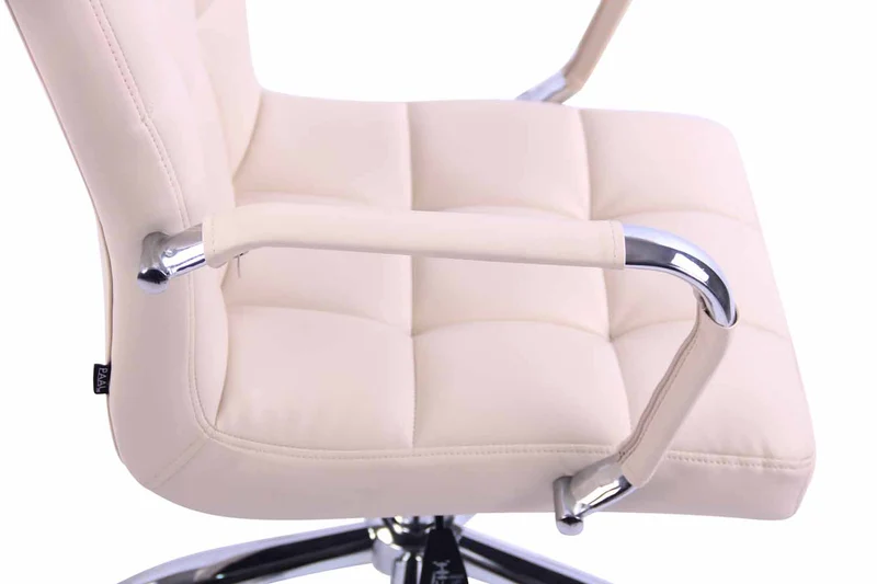 Fauteuil de bureau sur roulettes hauteur réglable pivotant accoudoirs en PVC crème 10_0002460