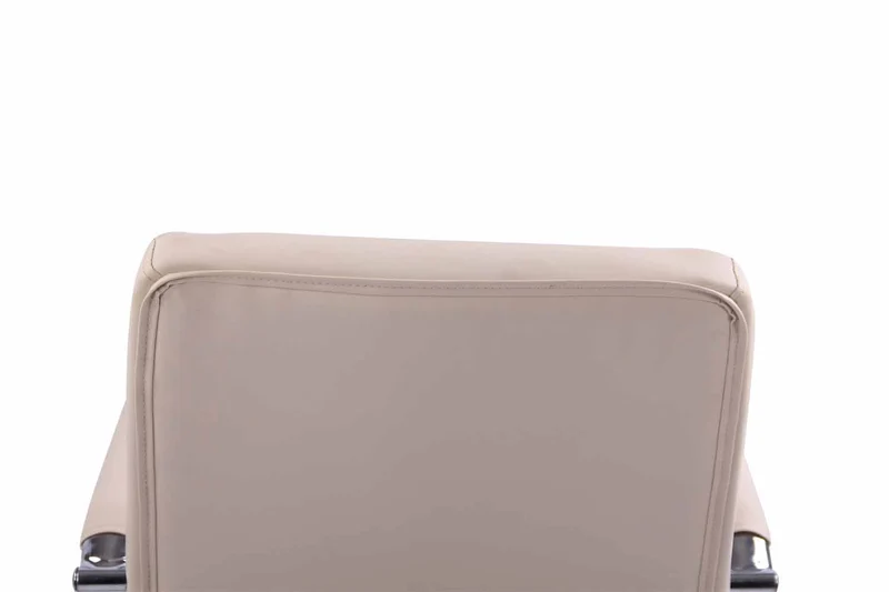 Fauteuil de bureau sur roulettes hauteur réglable pivotant accoudoirs en PVC crème 10_0002460