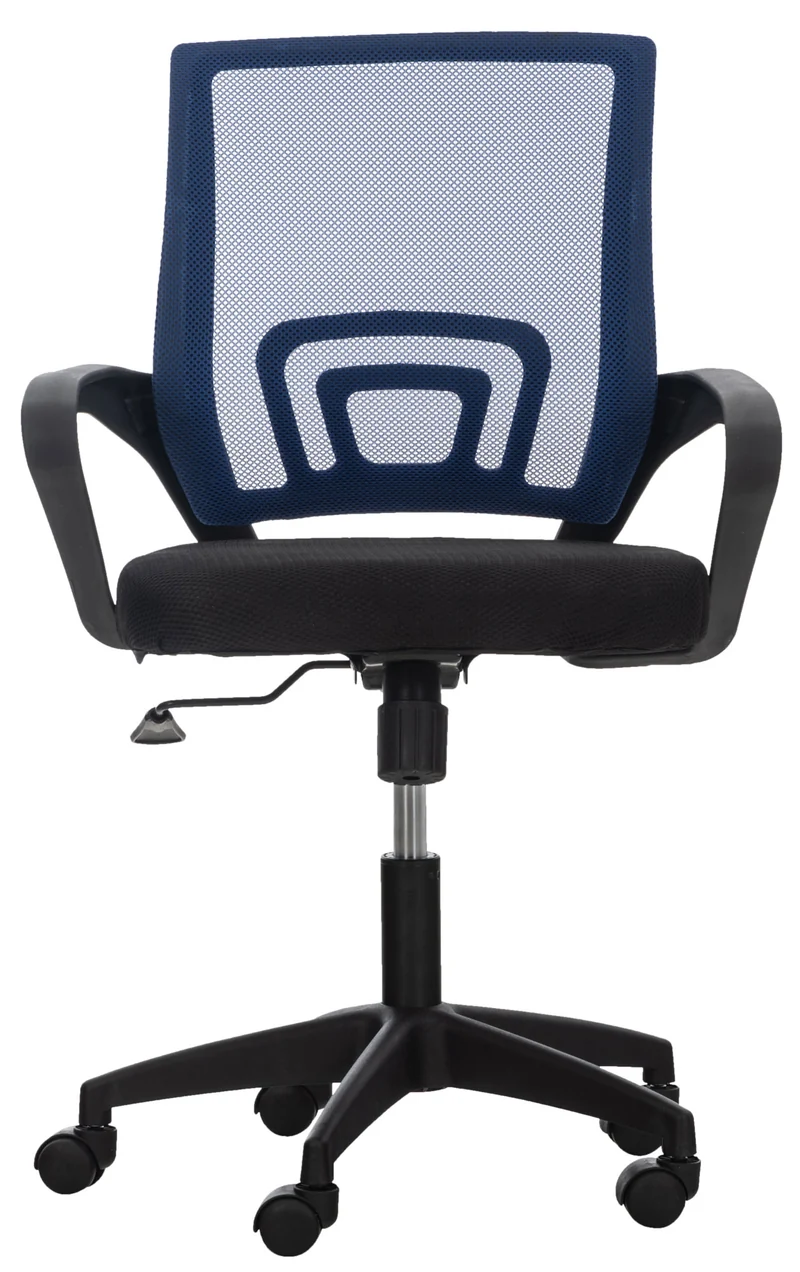 Chaise de bureau sur roulettes avec accoudoirs hauteur réglable en microfibre bleu 10_0002356