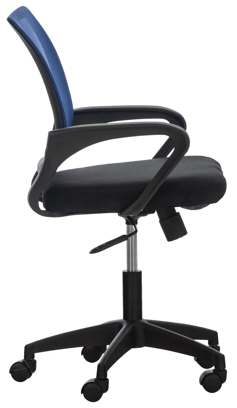 Chaise de bureau sur roulettes avec accoudoirs hauteur réglable en microfibre bleu 10_0002356