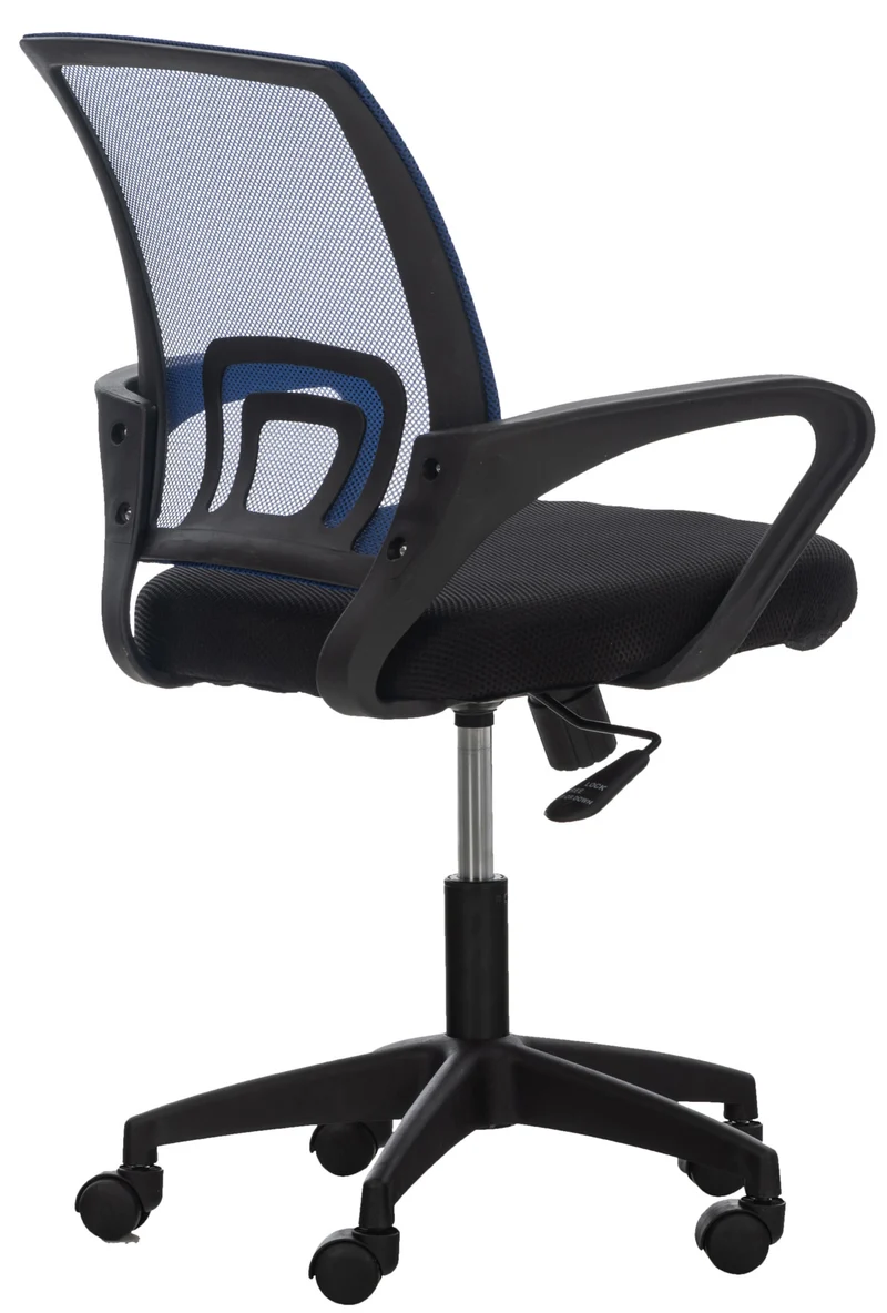 Chaise de bureau sur roulettes avec accoudoirs hauteur réglable en microfibre bleu 10_0002356