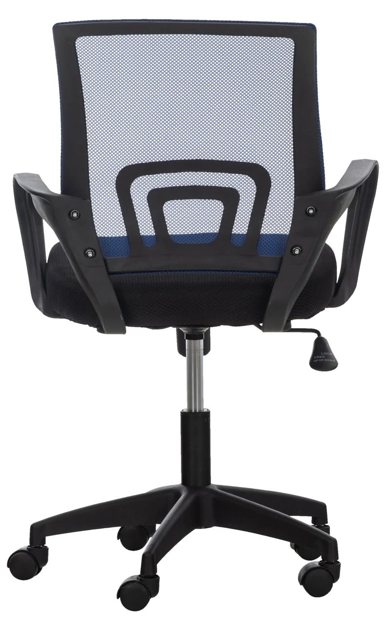 Chaise de bureau sur roulettes avec accoudoirs hauteur réglable en microfibre bleu 10_0002356