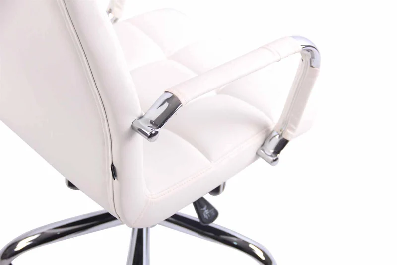 Fauteuil de bureau sur roulettes hauteur réglable pivotant accoudoirs en PVC blanc 10_0002458