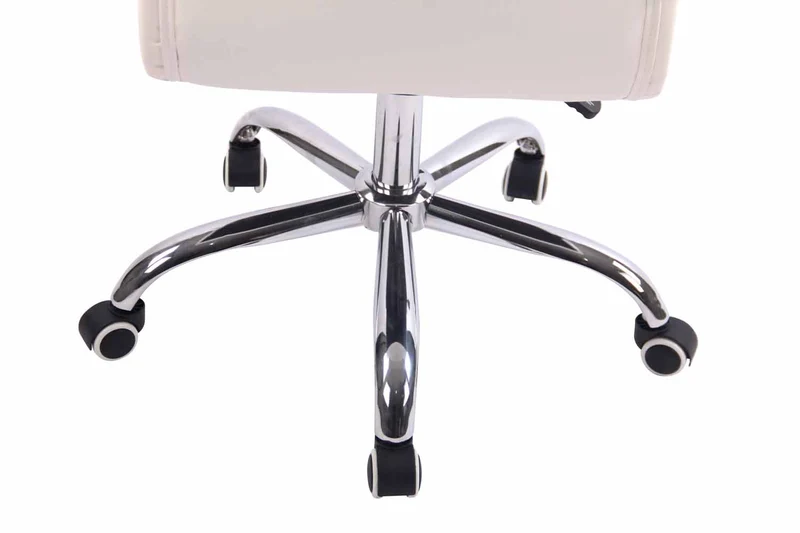 Fauteuil de bureau sur roulettes hauteur réglable pivotant accoudoirs en PVC blanc 10_0002458