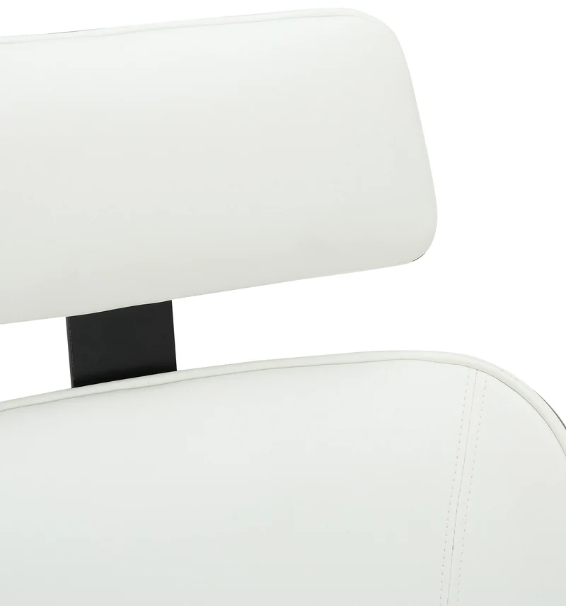 Chaise de bureau dossier et l'appuie-tête en métal PVC blanc et cadre en bois gris 10_0002456