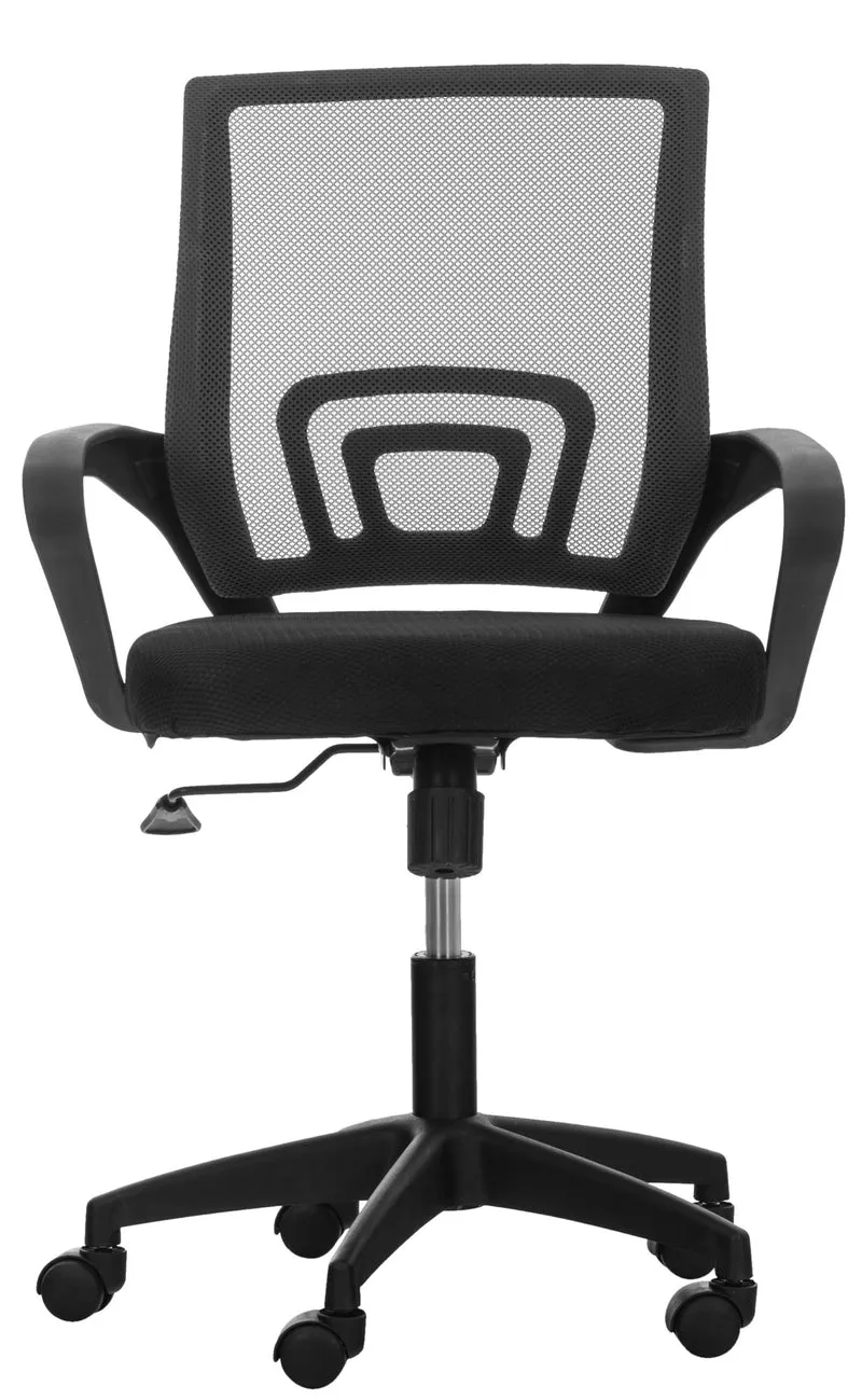 Chaise de bureau sur roulettes avec accoudoirs hauteur réglable en microfibre noir 10_0002362