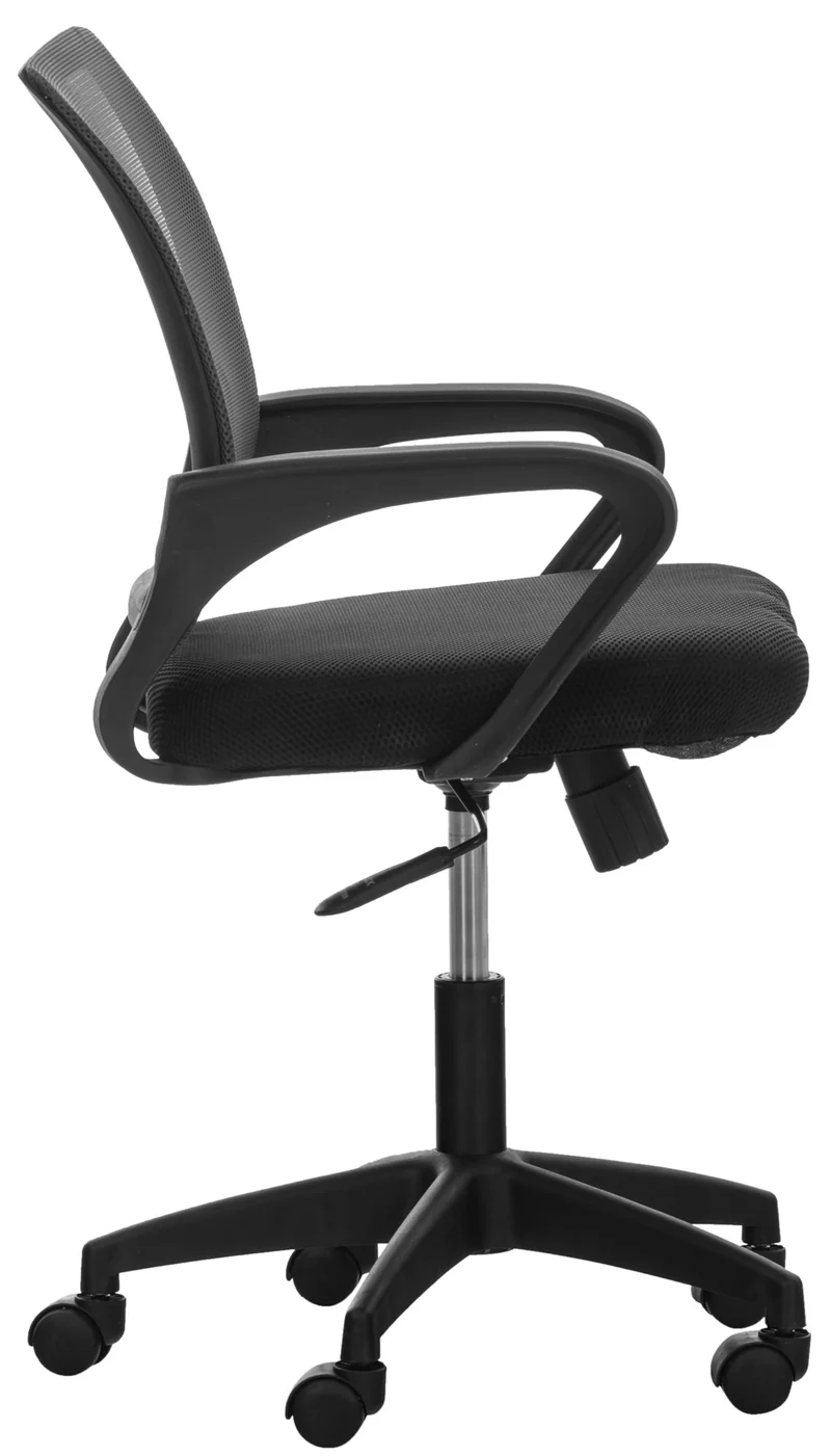 Chaise de bureau sur roulettes avec accoudoirs hauteur réglable en microfibre noir 10_0002362