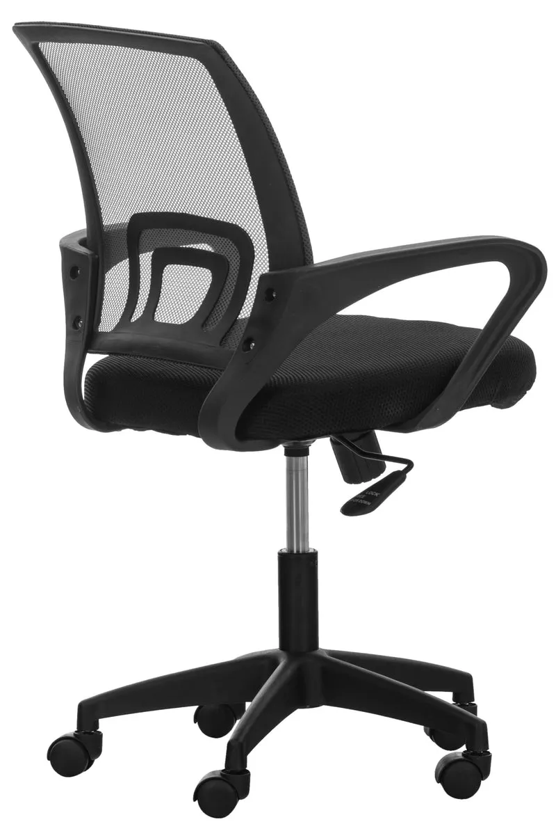 Chaise de bureau sur roulettes avec accoudoirs hauteur réglable en microfibre noir 10_0002362