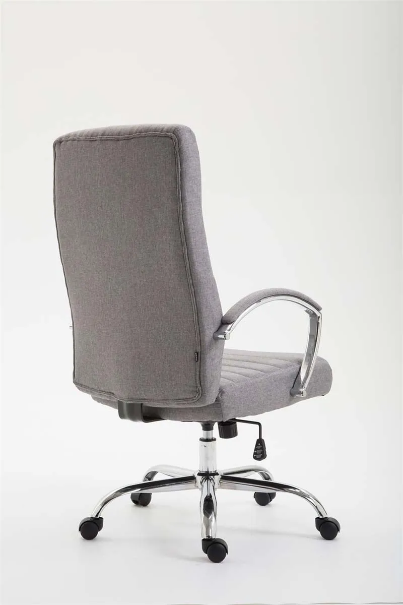 Fauteuil de bureau mécanisme d'inclinaison accoudoirs coutures décoratives en tissu gris et métal chromé 10_0002706