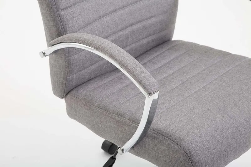Fauteuil de bureau mécanisme d'inclinaison accoudoirs coutures décoratives en tissu gris et métal chromé 10_0002706
