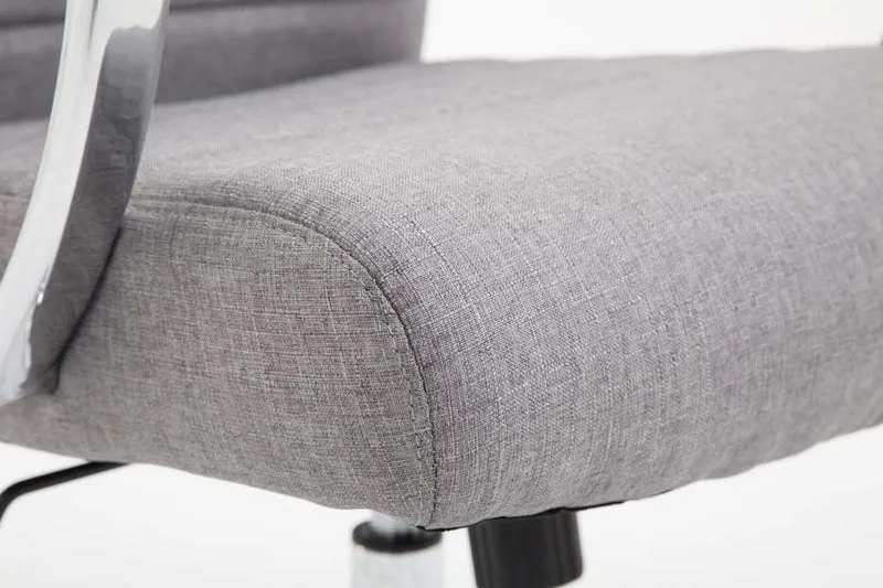 Fauteuil de bureau mécanisme d'inclinaison accoudoirs coutures décoratives en tissu gris et métal chromé 10_0002706