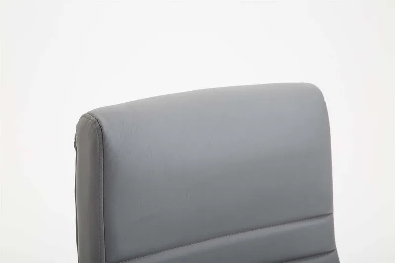 Fauteuil de bureau mécanisme d'inclinaison accoudoirs coutures décoratives en PVC gris et métal chromé 10_0002702