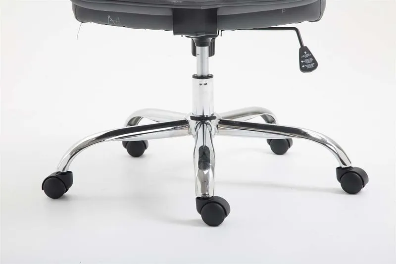 Fauteuil de bureau mécanisme d'inclinaison accoudoirs coutures décoratives en PVC gris et métal chromé 10_0002702