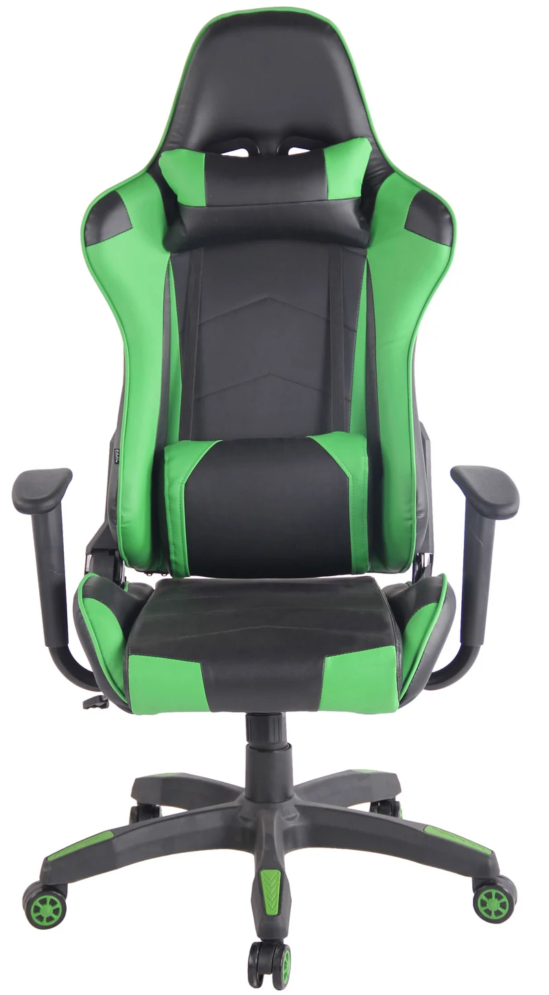 Fauteuil de bureau design sportif mécanisme d'inclinaison coussins en PVC noir / vert 10_0002551