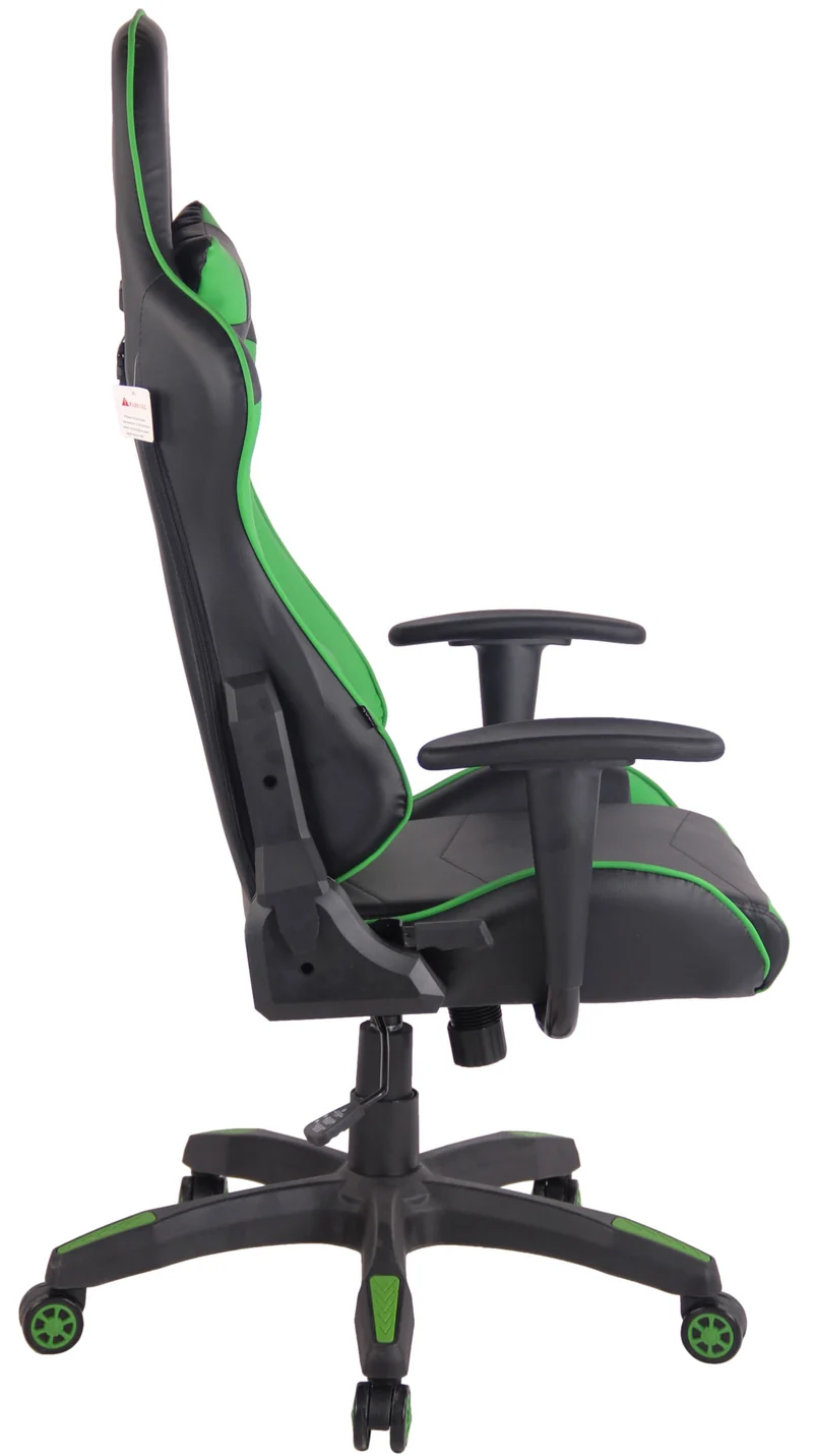Fauteuil de bureau design sportif mécanisme d'inclinaison coussins en PVC noir / vert 10_0002551