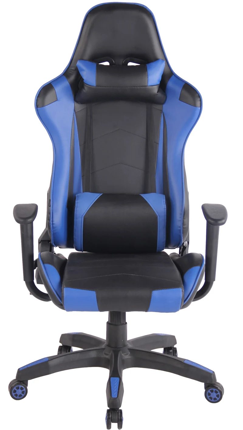 Fauteuil de bureau design sportif mécanisme d'inclinaison coussins en PVC noir / bleu 10_0002550