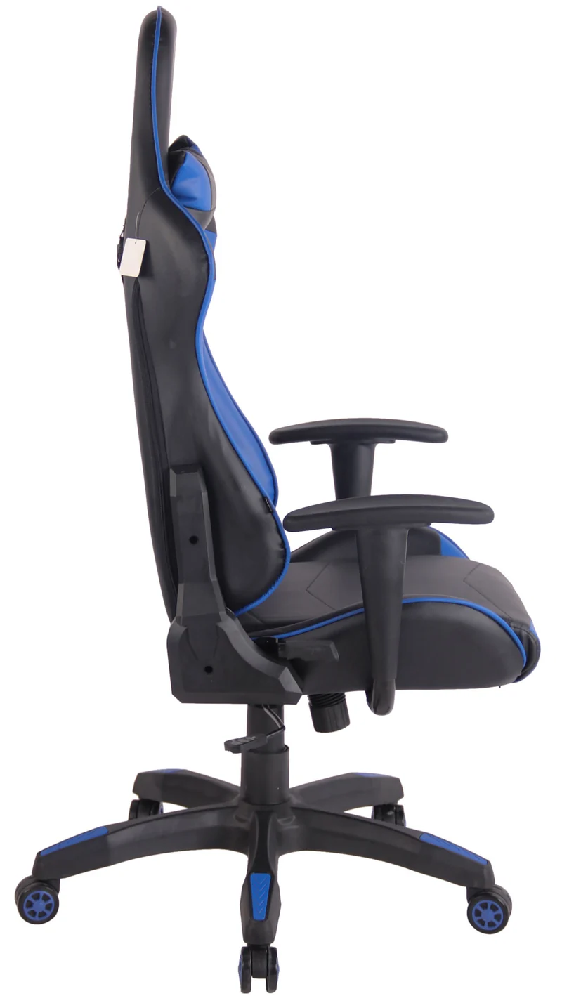 Fauteuil de bureau design sportif mécanisme d'inclinaison coussins en PVC noir / bleu 10_0002550