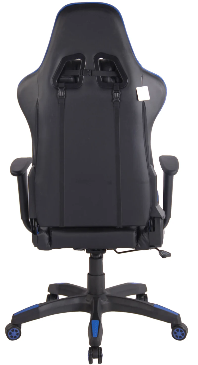 Fauteuil de bureau design sportif mécanisme d'inclinaison coussins en PVC noir / bleu 10_0002550