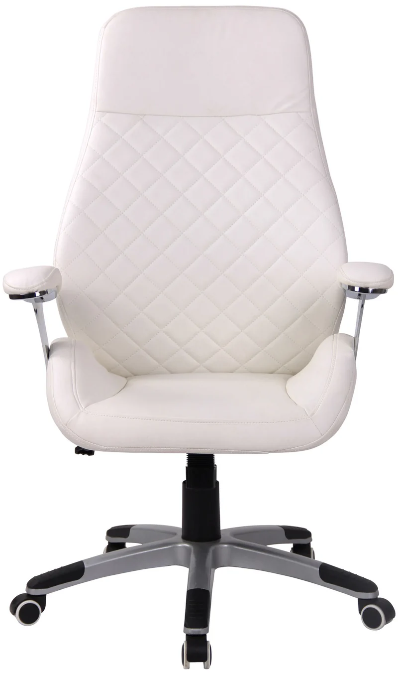 Fauteuil de bureau dossier légèrement courbé réglable en hauteur et pivotant en PVC blanc 10_0002523