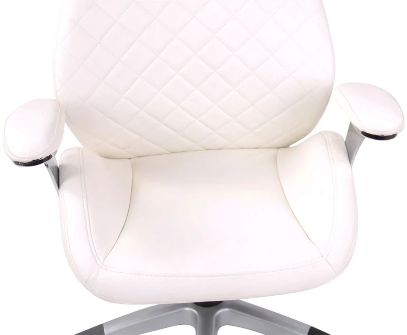 Fauteuil de bureau dossier légèrement courbé réglable en hauteur et pivotant en PVC blanc 10_0002523